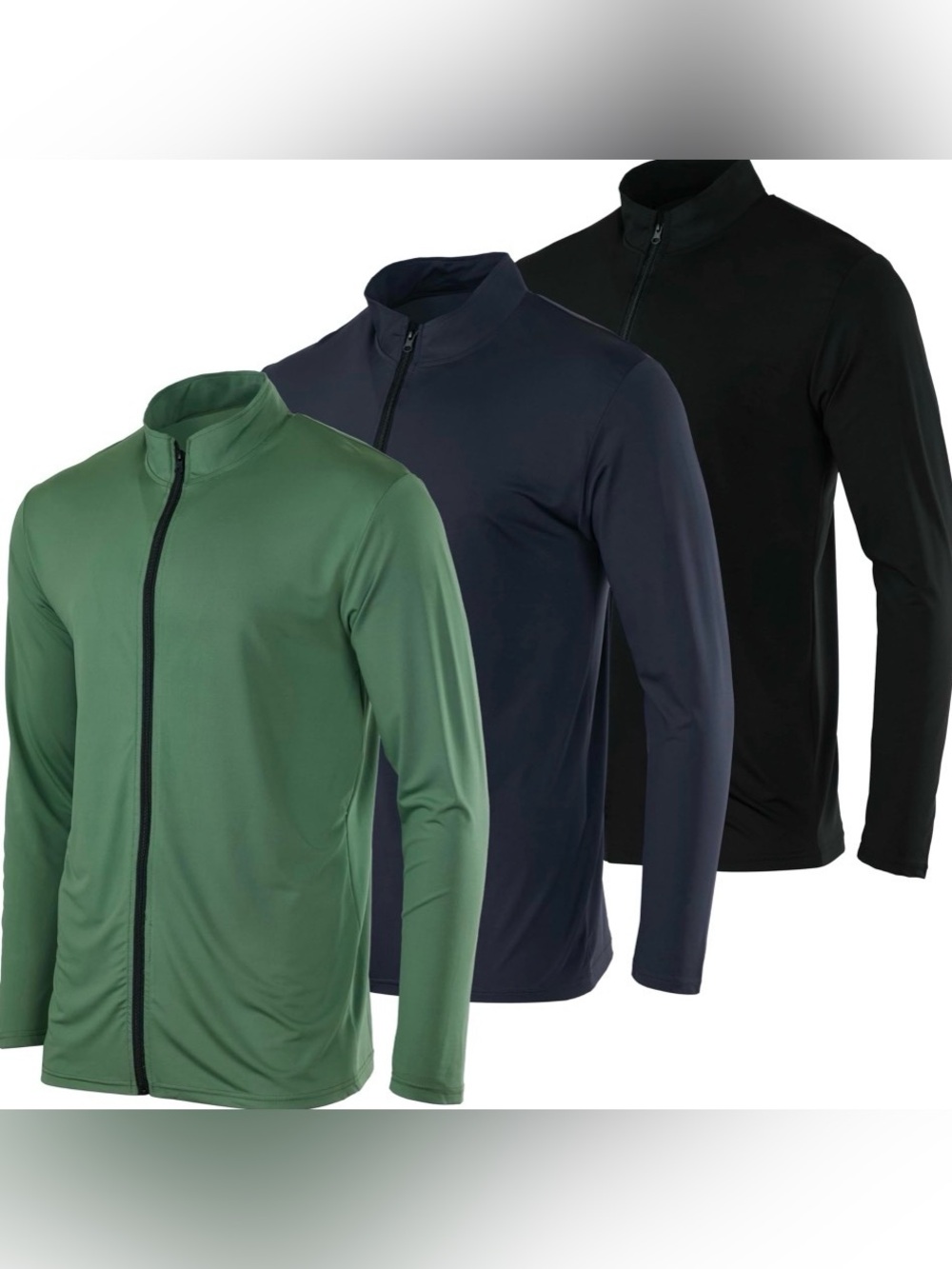 Men's Lightweight Full-Zip Performance Jacket - Green, Navy, Black size L